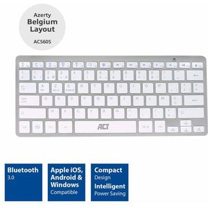 ACT portable multimedia Bluetooth toetsenbord - AZERTY (BE) / zilver/wit
