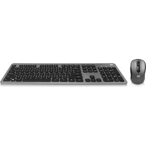 ACT draadloze slimline multimedia USB-A/USB-C toetsenbord en muis set - QWERTY (US) / grijs/zwart AC5710