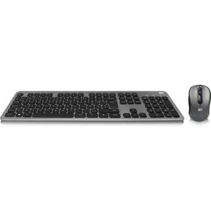 ACT Draadloze slimline multimedia USB-A/USB-C toetsenbord en muis set - AZERTY (BE) / grijs/zwart AC5715