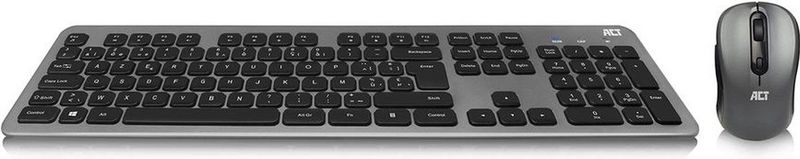 ACT Draadloze slimline multimedia USB-A/USB-C toetsenbord en muis set - AZERTY (BE) / grijs/zwart AC5715