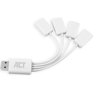 ACT flexibele USB hub met 4 poorten - USB2.0 - busgevoed / wit - 0,10 meter