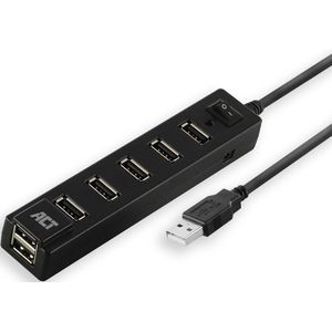 ACT USB Hub 7 poorten – Aan/uit schakelaar – Laptop en PC - AC6215