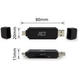 ACT - USB Cardreader - USB-C/USB-A - 2 Kaartsleuven - USB3.0