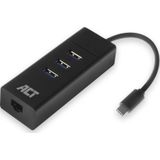 ACT USB C Hub – 3x USB poorten 3.0 - Ethernet – AC6400