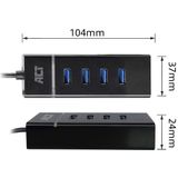 ACT USB C Hub – 4 USB poorten - USB 3.2  - Blauw LED - AC6415