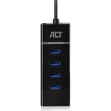 ACT USB C Hub – 4 USB poorten - USB 3.2  - Blauw LED - AC6415