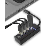ACT USB C Hub – 4 USB poorten - USB 3.2  - Blauw LED - AC6415