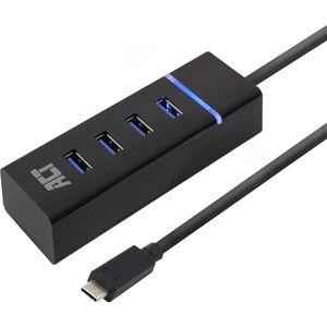 ACT USB C Hub – 4 USB poorten - USB 3.2  - Blauw LED - AC6415
