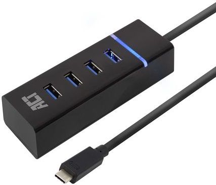 ACT USB C Hub – 4 USB poorten - USB 3.2  - Blauw LED - AC6415