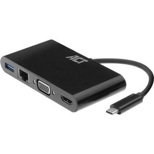 ACT USB C Multiport Adapter 3-in-1, 4K @ 30 Hz HDMI/VGA, USB 3.0, LAN, extra monitor aansluiten op laptop - AC7330