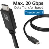 ACT USB 4 Kabel 1m, USB 3.0, Thunderbolt 3 Kabel, PD 240W, USB C Monitor Kabel, 20Gbps Datasnelheid - AC7431