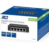ACT 5-poorts Gigabit Ethernet Switch - Metalen Behuizing