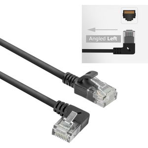 UTP CAT6a slimline netwerkkabel | haaks (links) / recht | LSZH | zwart | 1,5 meter