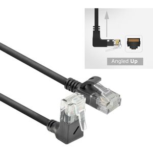 UTP CAT6a slimline netwerkkabel | haaks (boven) / recht | LSZH | zwart | 3 meter