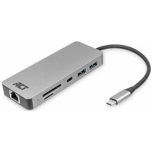 ACT - AC7092 - 7-in-1 USB-C Docking Station - Zilver - Aluminium
