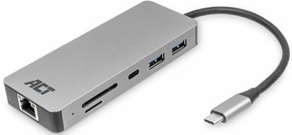 ACT - AC7092 - 7-in-1 USB-C Docking Station - Zilver - Aluminium