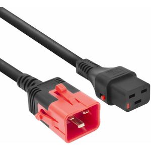 Dual IEC Lock C19 - C20 Stroomkabel - Zwart - 1 Meter