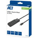 ACT - AC6420 - USB-C Hub - Zwart - 4x USB-A - 5Gbps - Kabellengte 50cm
