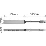 ACT - AC6225 - USB Hub - 4 Poorten - Aluminium - Compact Ontwerp