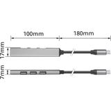 ACT - AC6425 - USB C Hub - Aluminium - 4 Poorten - 1x USB 3.0, 3x USB 2.0