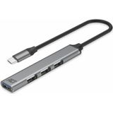 ACT - AC6425 - USB C Hub - Aluminium - 4 Poorten - 1x USB 3.0, 3x USB 2.0