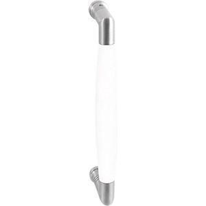Deurgreep ton model Ika 130mm haaks nekje RVS geborsteld met wit