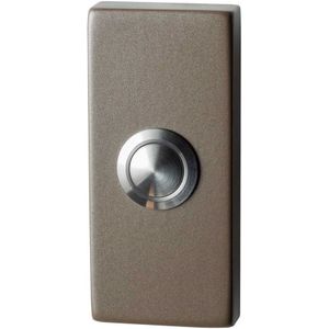 Beldrukker rechthoekig 70x32x10 mm met RVS button Mocca blend