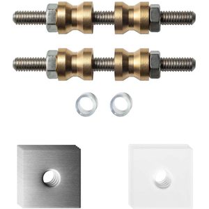 Bevestiging - RVS geborsteld - RVS - GPF - Glasdeur bevestigingsset t.b.v grepen met dubbelzijdige RVS 24x24x2mm