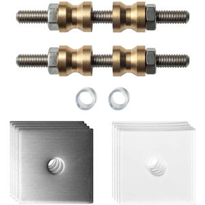Bevestiging - RVS geborsteld - RVS - GPF - Glasdeur bevestigingsset t.b.v grepen met dubbelzijdige RVS 32x32x2mm