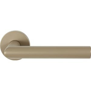 Toi L-haaks model 19 mm deurkruk op ronde rozet Champagne blend