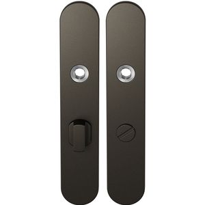 Langschild afgerond enkelverend 218x40x8,5mm WC63/8 grote knop Dark blend