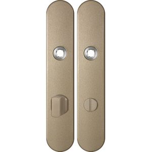 Langschild afgerond enkelverend 218x40x8,5 mm WC72/8 grote knop Champagne blend