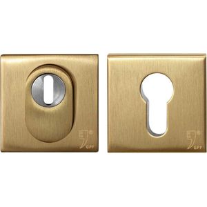 Set vierkante veiligheidsrozetten - PVD mat messing - SKG*** - Kerntrekbeveiliging