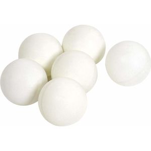 BOX OF 6 WHITE CELLULOID TABLE TENNIS BALLS 40MM