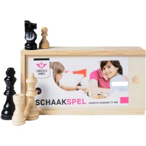 Longfield Games -Schaakstukken - essenhout - houten kist - hoogte koning 77 mm