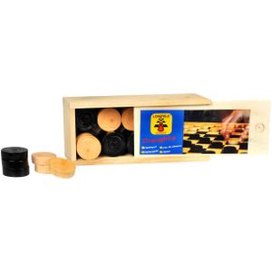 Longfield Damstenen - Houten Kist - 40 Stuks - Diameter 32mm