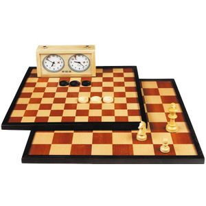 Houten Schaakbord/Dambord - LongField Games - 42 cm - Luxe uitstraling