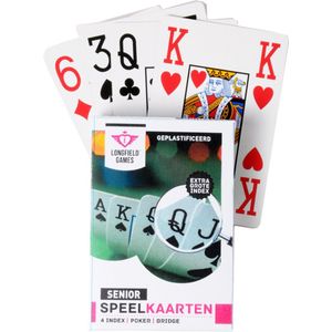 Longfield Senior Geplastificeerde Speelkaarten - Grote Index - Geschikt voor Oudere Mensen en Slechtzienden