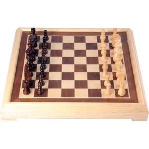 Engelhart Schaak-Set - Luxe Houten Bord - Inclusief Stukken - 40x40 cm - Koningshoogte 77 mm