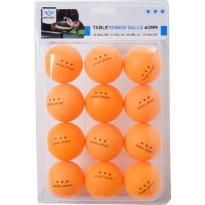 12 t.t. ballen, kleur oranje, 3 ster competitie, 40 mm