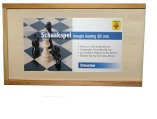 Longfield Games Bordspel - Schaakstukken (Hoogte Koning 88mm) - Essenhout - Inclusief Houten Kistje