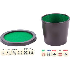 Longfield Games Pokerbeker met deksel en 6 dobbelstenen - Ideaal voor thuis en professioneel gebruik