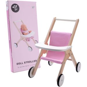 Engelhart Poppenwandelwagen roze/wit