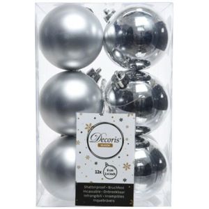 Decoris  kerstballen - 12 stuks - kunststof - 6cm