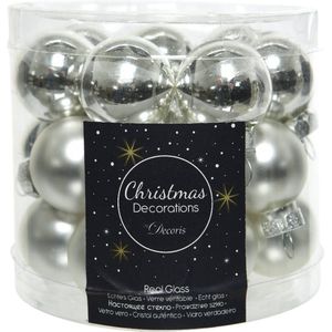 Decoris Seizoen Zilveren Mini Kerstbal set - 24 stuks