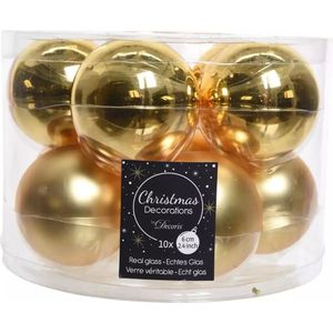 Decoris Kerstballen set 10-delig | Glas | Lichtgoud | 6cm - Creëer een gezellige sfeer met deze prachtige gouden kerstballen