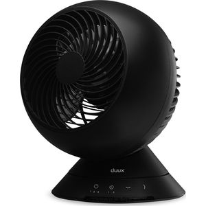 Duux Globe Tafelventilator Zwart - Stille Ventilator 13dB - 3 snelheden - Horziontaal + Verticaal draaien
