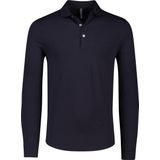 Profuomo - Longsleeve Polo Navy Melange - Slim-fit - Heren Poloshirt