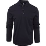 Profuomo - Longsleeve Polo Navy Melange - Slim-fit - Heren Poloshirt