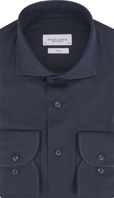 Profuomo - Travel Overhemd - Blauw - Lange Mouwen